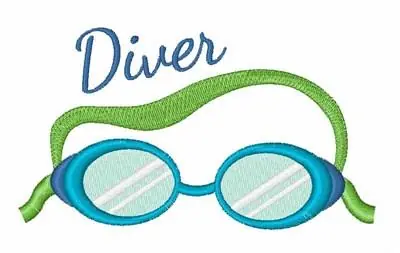 Diver Goggles Embroidery Design Next Day Delivery