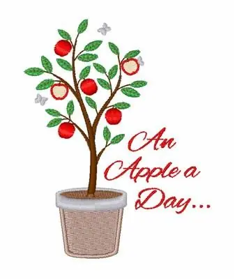Apple A Day Embroidery Design Grab Now