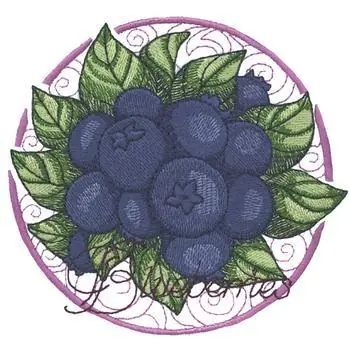 Blueberries Embroidery Design No Minimum Order