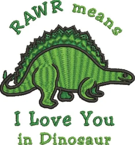 Same Day Shipping Dinosaur Love Embroidery Design