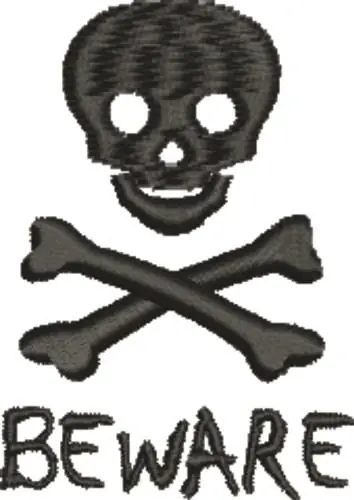 Skull Beware Embroidery Design Clearance