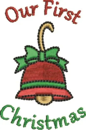 First Christmas Bell Embroidery Design Warranty Included