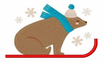Next Day Delivery Sled Bear Embroidery Design