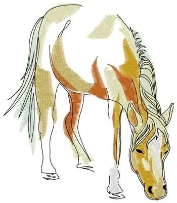 Affordable Horse Eating Embroidery Design