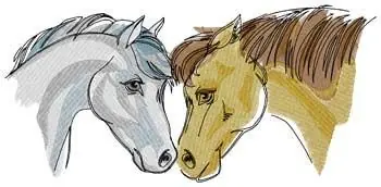 Two Horse Heads Embroidery Design Express Delivery