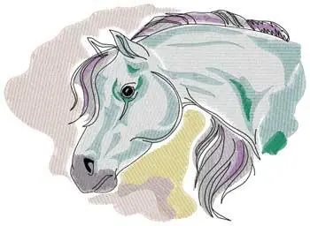 Low Price White Horse Embroidery Design
