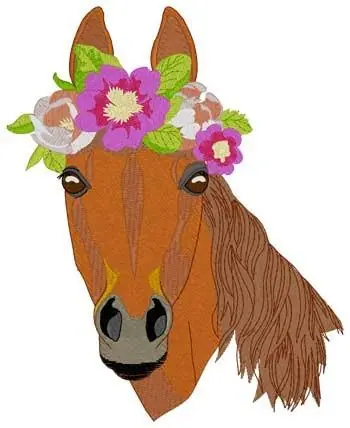 Horse With Flowers Embroidery Design Fan Favorite