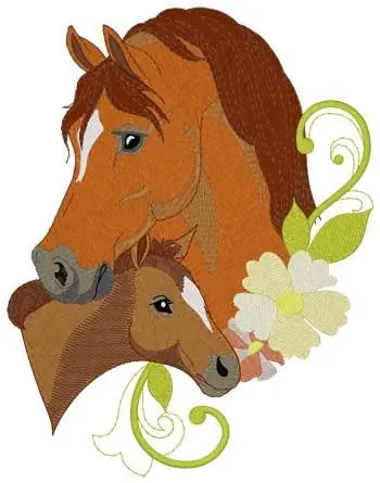 Limited Edition Mare & Foal Heads Embroidery Design