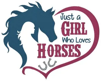 No Minimum Order Girl Loves Horses Embroidery Design