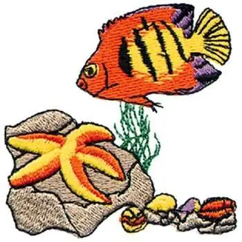 Angelfish With Starfish Embroidery Design Exclusive Offer