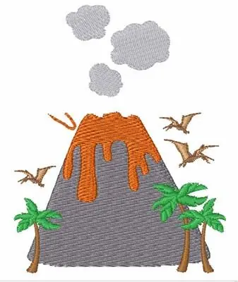 Prehistoric Volcano Embroidery Design Deal