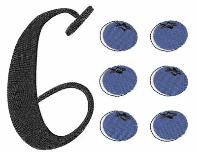 Best Choice 6 Blueberries Embroidery Design