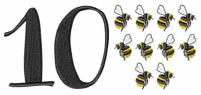Hot Deal 10 Bees Embroidery Design
