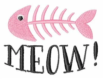 Top Rated Fish Bones Meow Embroidery Design