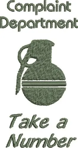 Bargain Complaint Grenade Embroidery Design
