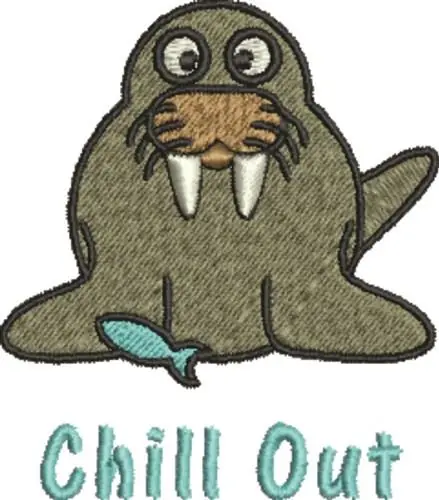 Walrus Chill Embroidery Design Express Delivery