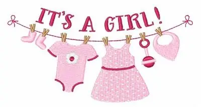 Its A Girl Embroidery Design Premium