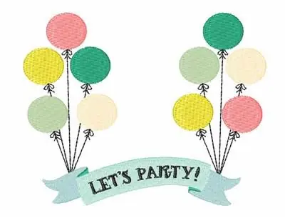 Lets Party Embroidery Design Markdown