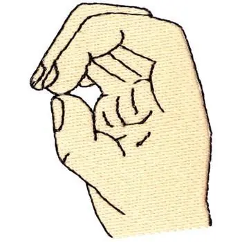 Letter O Sign Language Embroidery Design Premium