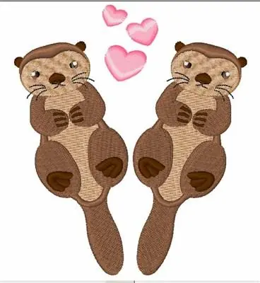 Top Pick Love Otters Embroidery Design