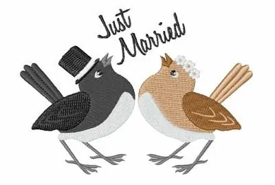 Just Married Embroidery Design Reduced Price