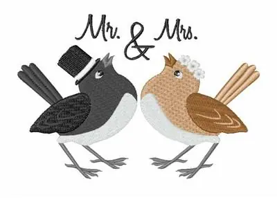 Factory Price Mr & Mrs Bird Embroidery Design
