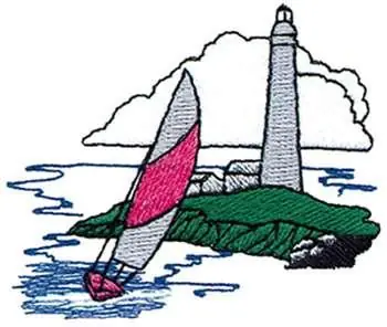 Boat With Lighthouse Embroidery Design Top Rated