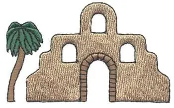 Authentic Adobe With Palm Tree Embroidery Design