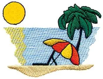 Beach Scene Embroidery Design Flash Sale