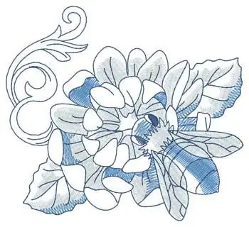 Bee On Chrysanthemum Embroidery Design Latest