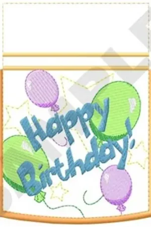Birthday Gift Bag (front) Embroidery Design Shop Now