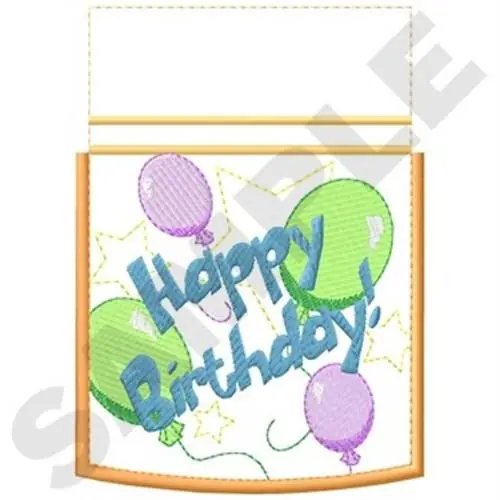 Birthday Gift Bag (front) Embroidery Design Shop Now