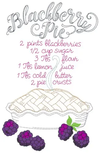 Blackberry Pie Recipe Embroidery Design Hassle-Free Returns