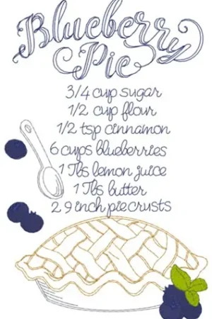 Blueberry Pie Recipe Embroidery Design Editor’s Pick