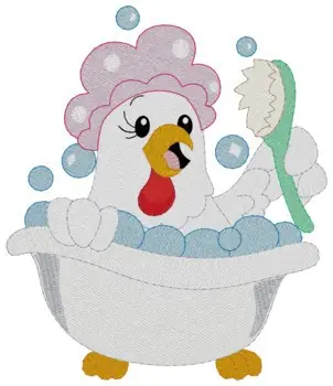Bathtime Hen Embroidery Design Limited Edition