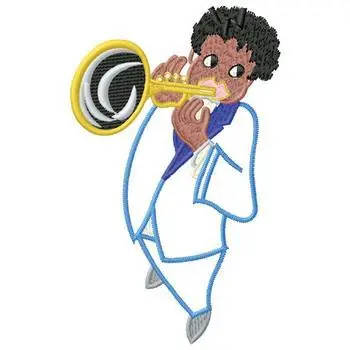 Horn Player Embroidery Design Brand New