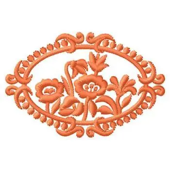 Crafted Oval Flower Frame Embroidery Design