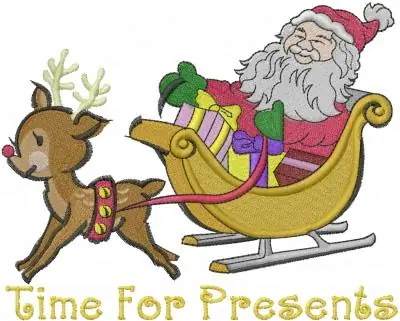 Santa with Presents Embroidery Design Same Day Shipping