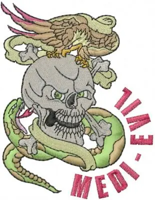 Instant Buy Skull Hawk And Snake Embroidery Design
