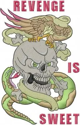 Skull Hawk And Snake Embroidery Design Last Chance