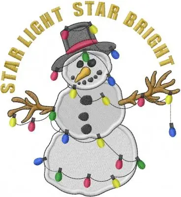 Snowman With Lights Embroidery Design Crafted