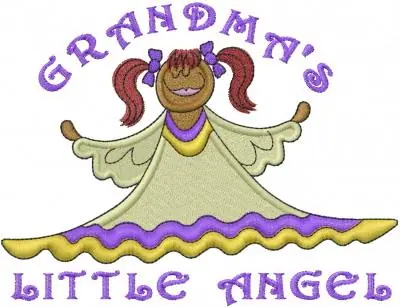 Modern Stick Girl Angel Embroidery Design