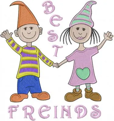 Discount Stick Kid Friends Embroidery Design