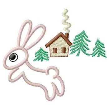 Rabbit By House Embroidery Design Big Sale