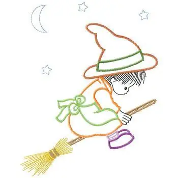 Limited Time Witch On Broom Embroidery Design