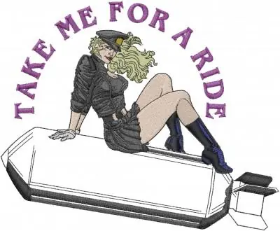 Lady on Bombshell Embroidery Design Modern
