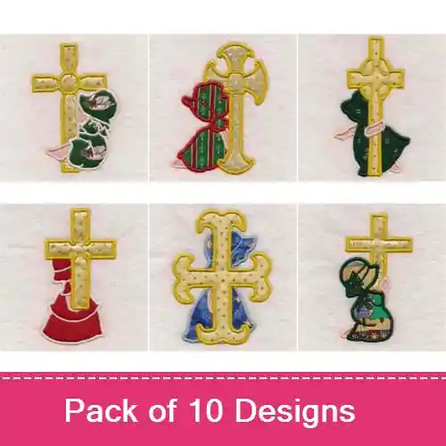 Applique Sunbonnet with Crosses Embroidery design pack by Landmark Embroidery Designs, Embroidery Packs on EmbroideryDesigns.com Bargain