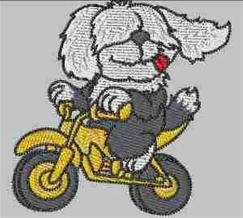 Reduced Price Dog with Motor Bike Embroidery Design