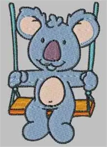 Budget Koala on Swing Embroidery Design