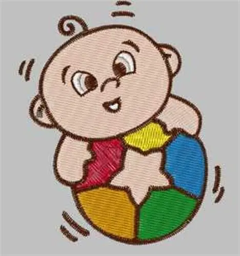 Baby with Toy Embroidery Design Genuine